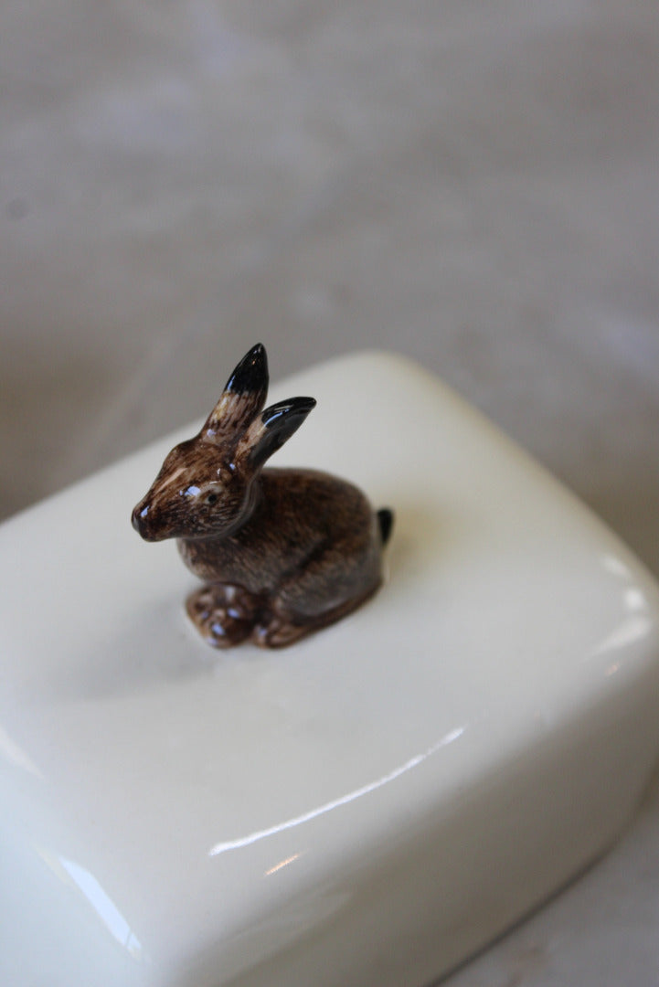 Antique frosted quail top butter dish