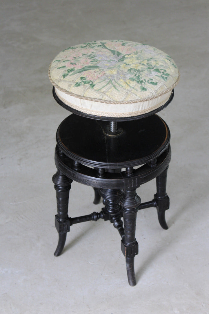 Antique Victorian Ebonised Piano Stool - Kernow Furniture