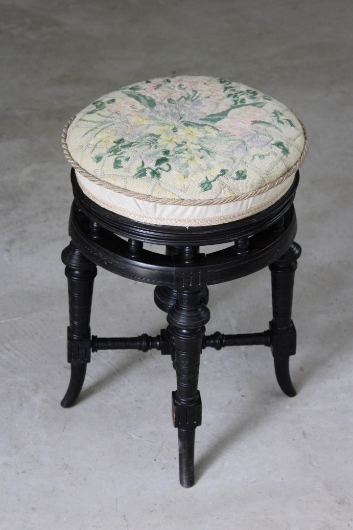 Antique Victorian Ebonised Piano Stool - Kernow Furniture