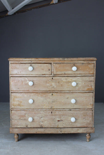 Antique Rustic Pine Chest of Drawers - Kernow Furniture