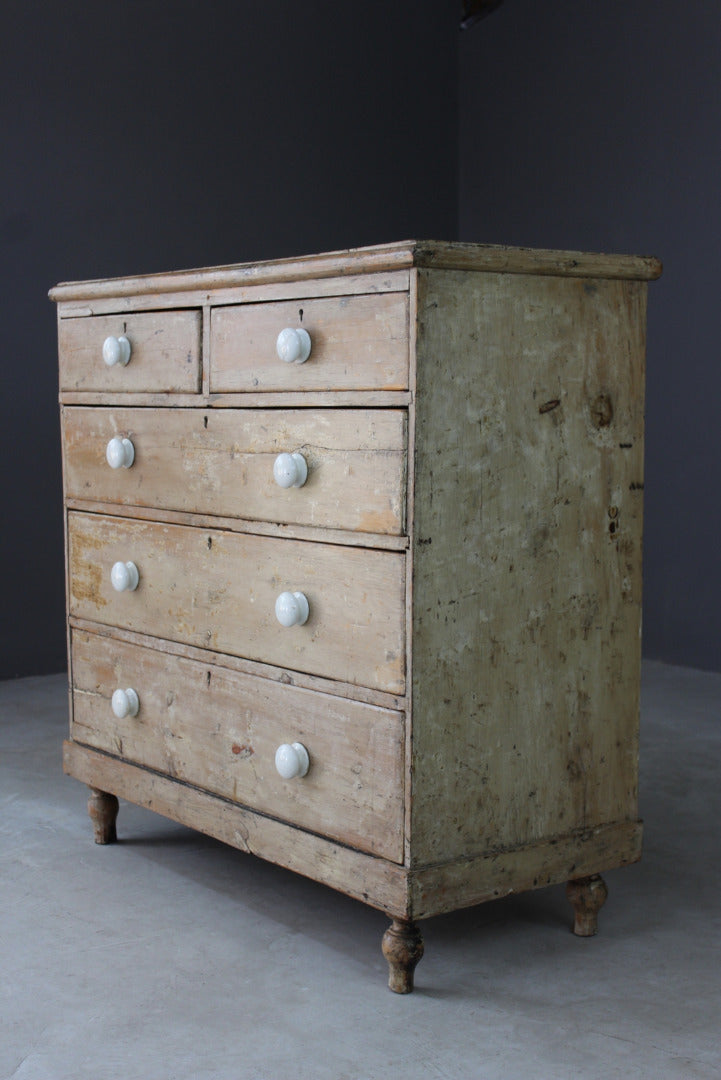 Antique Rustic Pine Chest of Drawers - Kernow Furniture