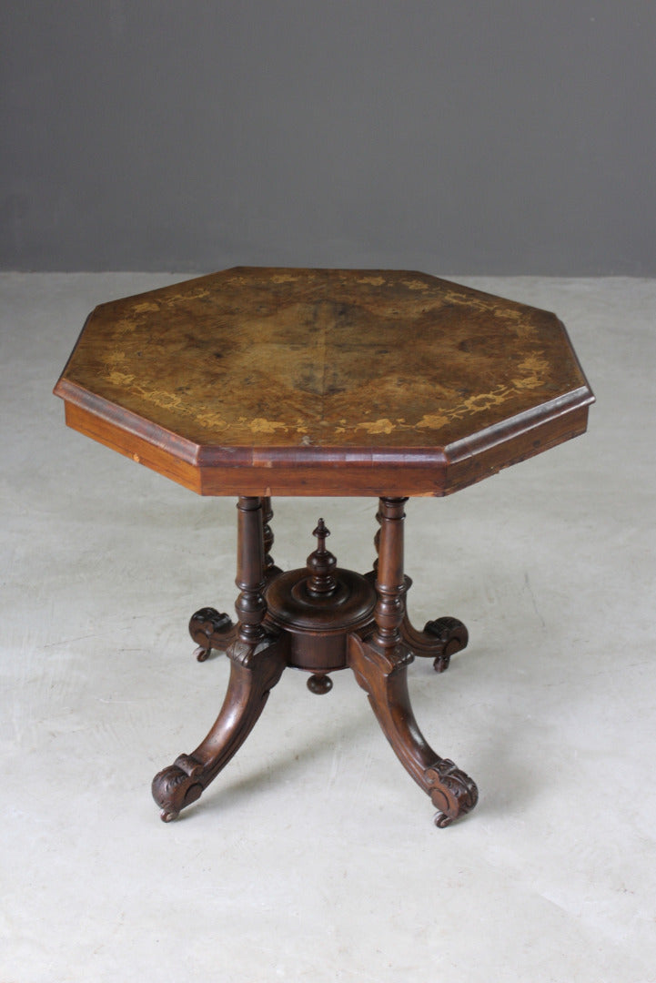 Victorian Octagonal Marquetry Occasional Table - Kernow Furniture