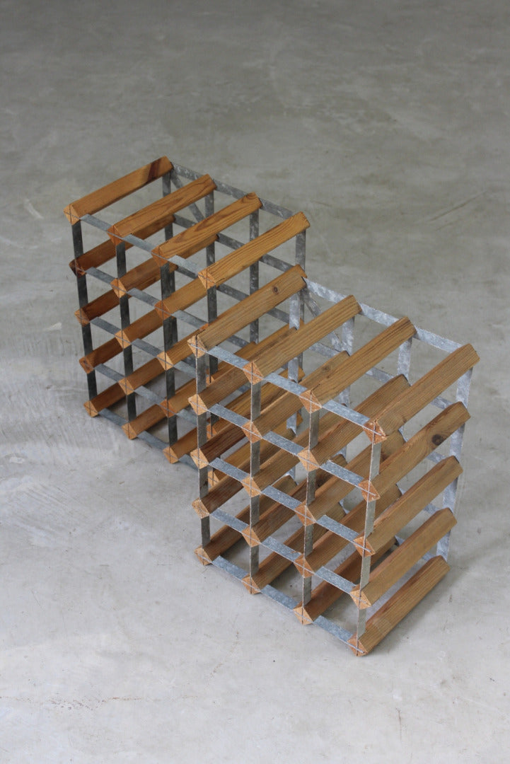 Pine & Steel Pair Wine Racks - Kernow Furniture