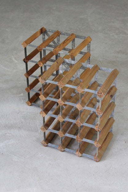 Pine & Steel Pair Wine Racks - Kernow Furniture