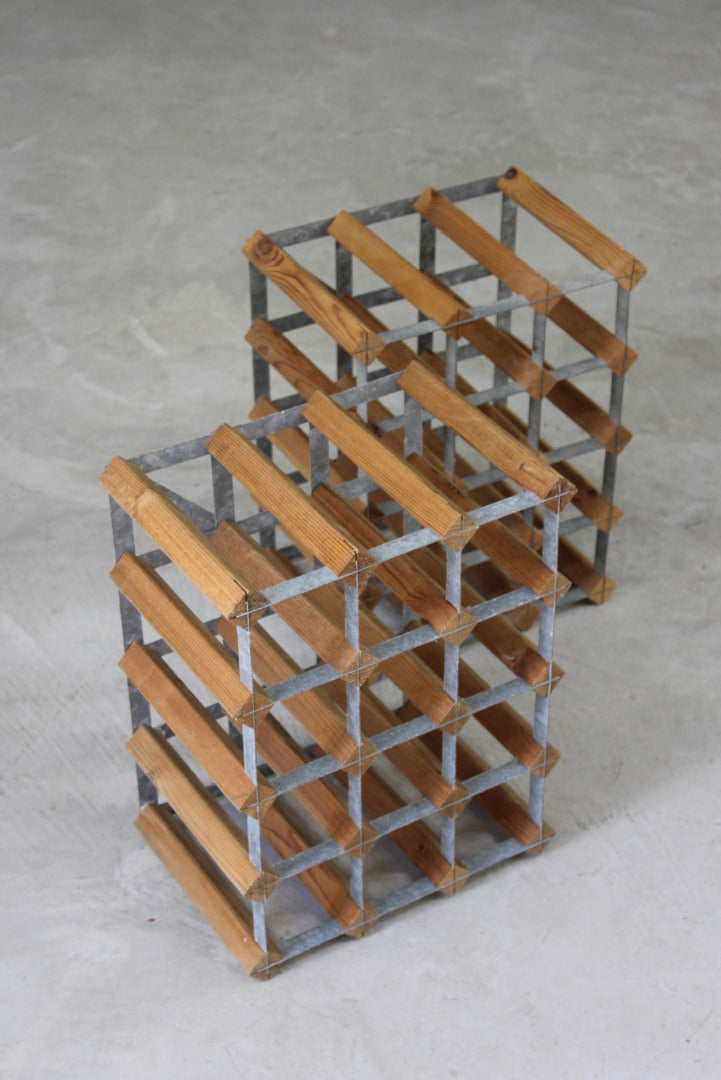 Pine & Steel Pair Wine Racks - Kernow Furniture