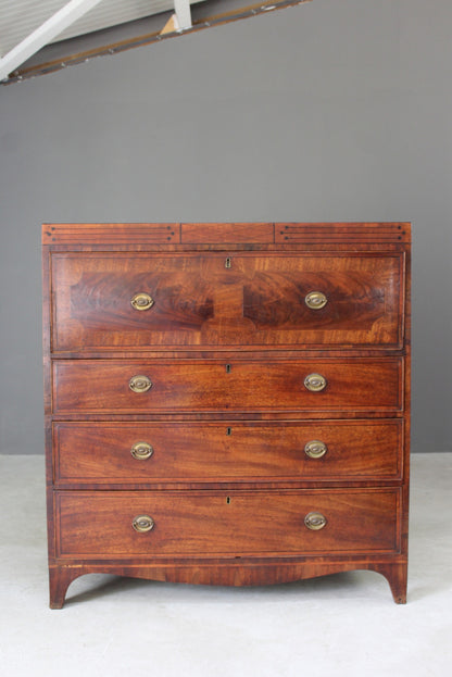 Antique Georgian Mahogany Secretaire Chest - Kernow Furniture