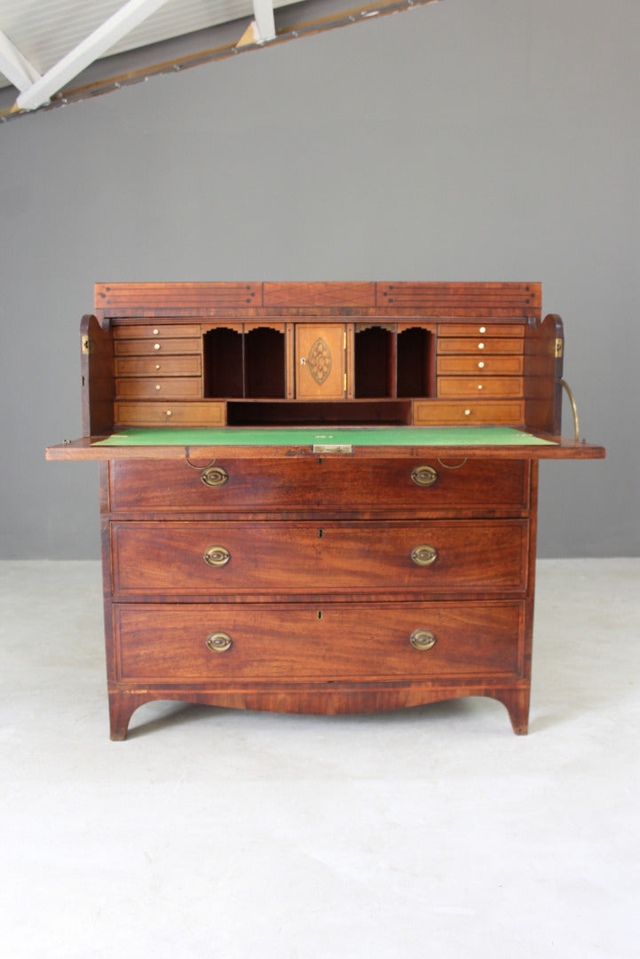 Antique Georgian Mahogany Secretaire Chest - Kernow Furniture