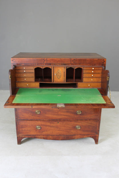 Antique Georgian Mahogany Secretaire Chest - Kernow Furniture