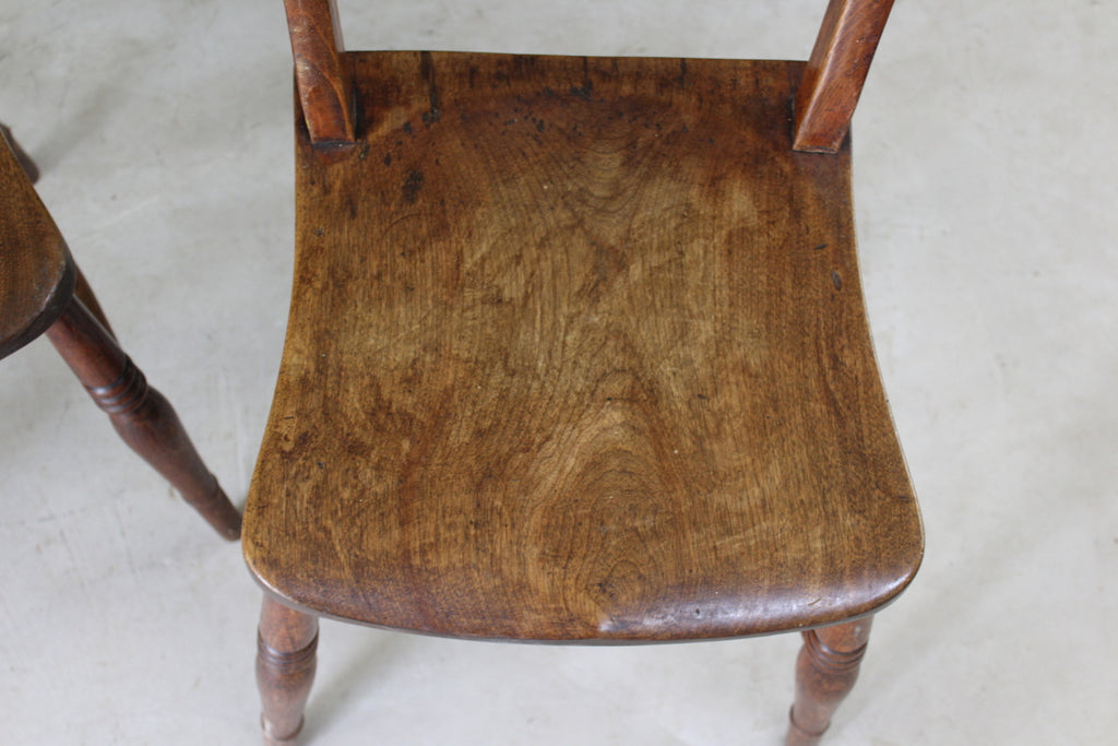 Pair Stained Beech Kitchen Chairs - Kernow Furniture