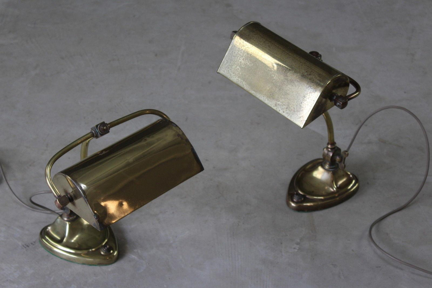 Pair Art Nouveau Brass Desk Lamps