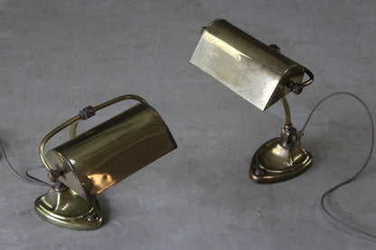 Pair Art Nouveau Brass Desk Lamps