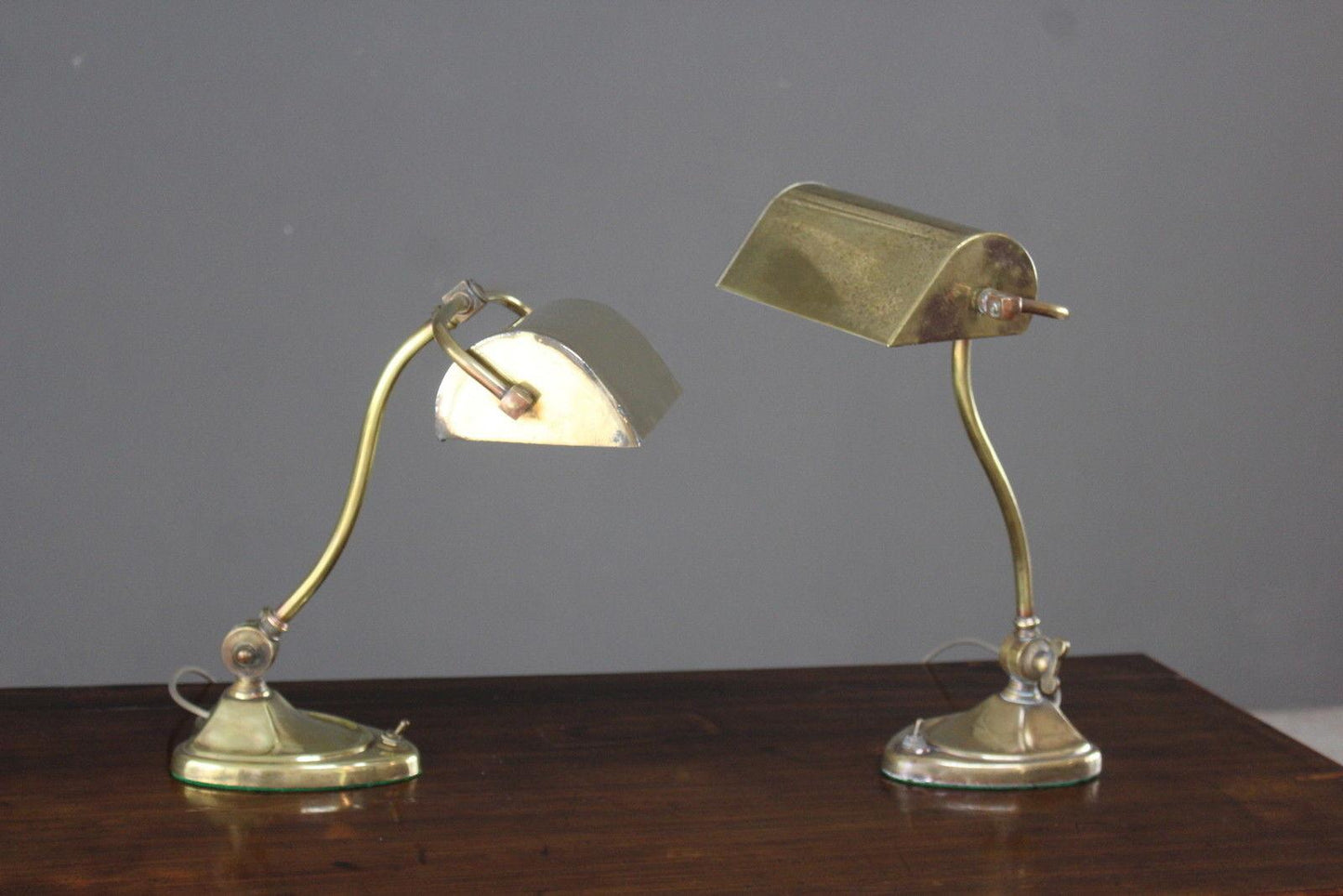 Pair Art Nouveau Brass Desk Lamps