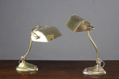 Pair Art Nouveau Brass Desk Lamps