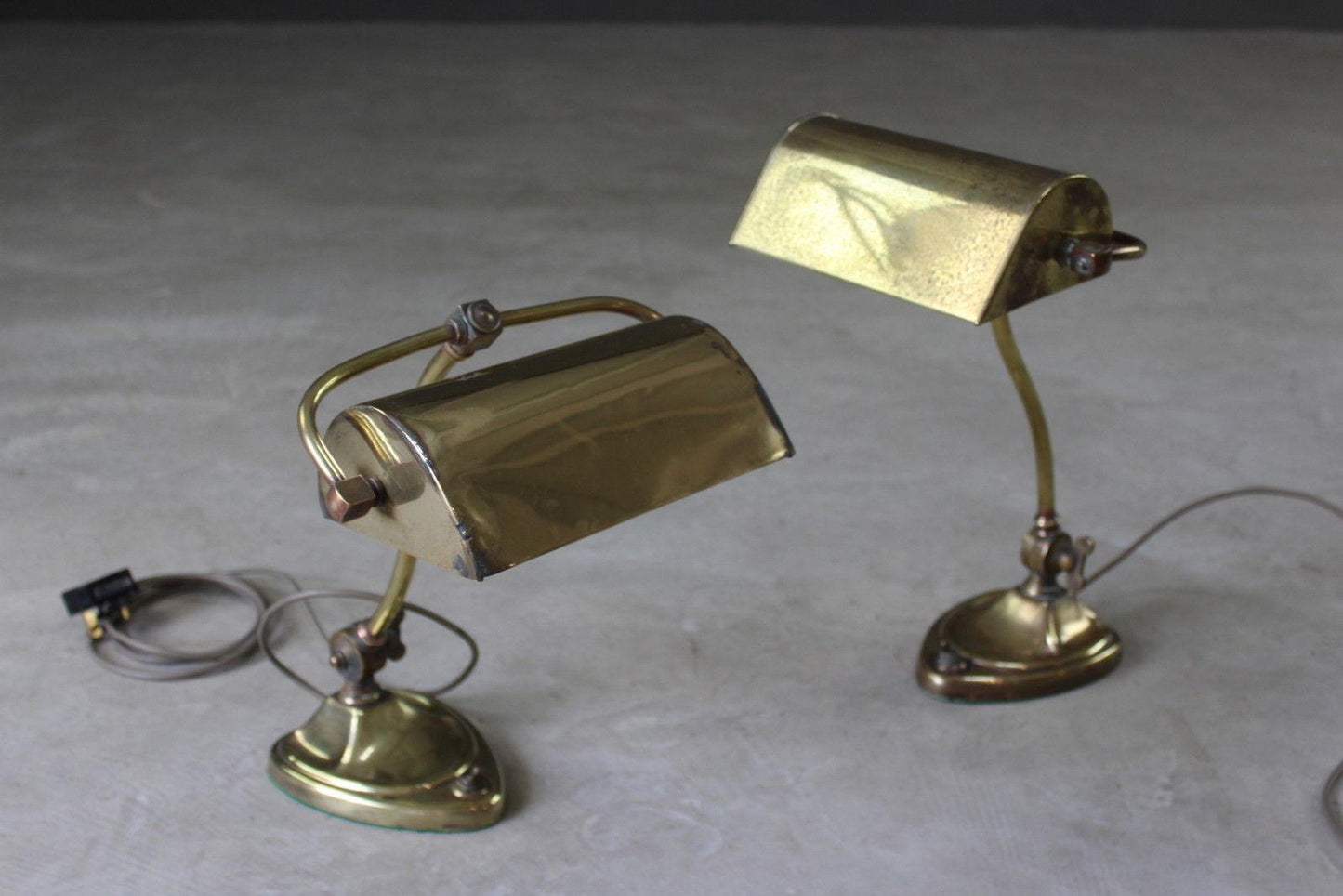 Pair Art Nouveau Brass Desk Lamps