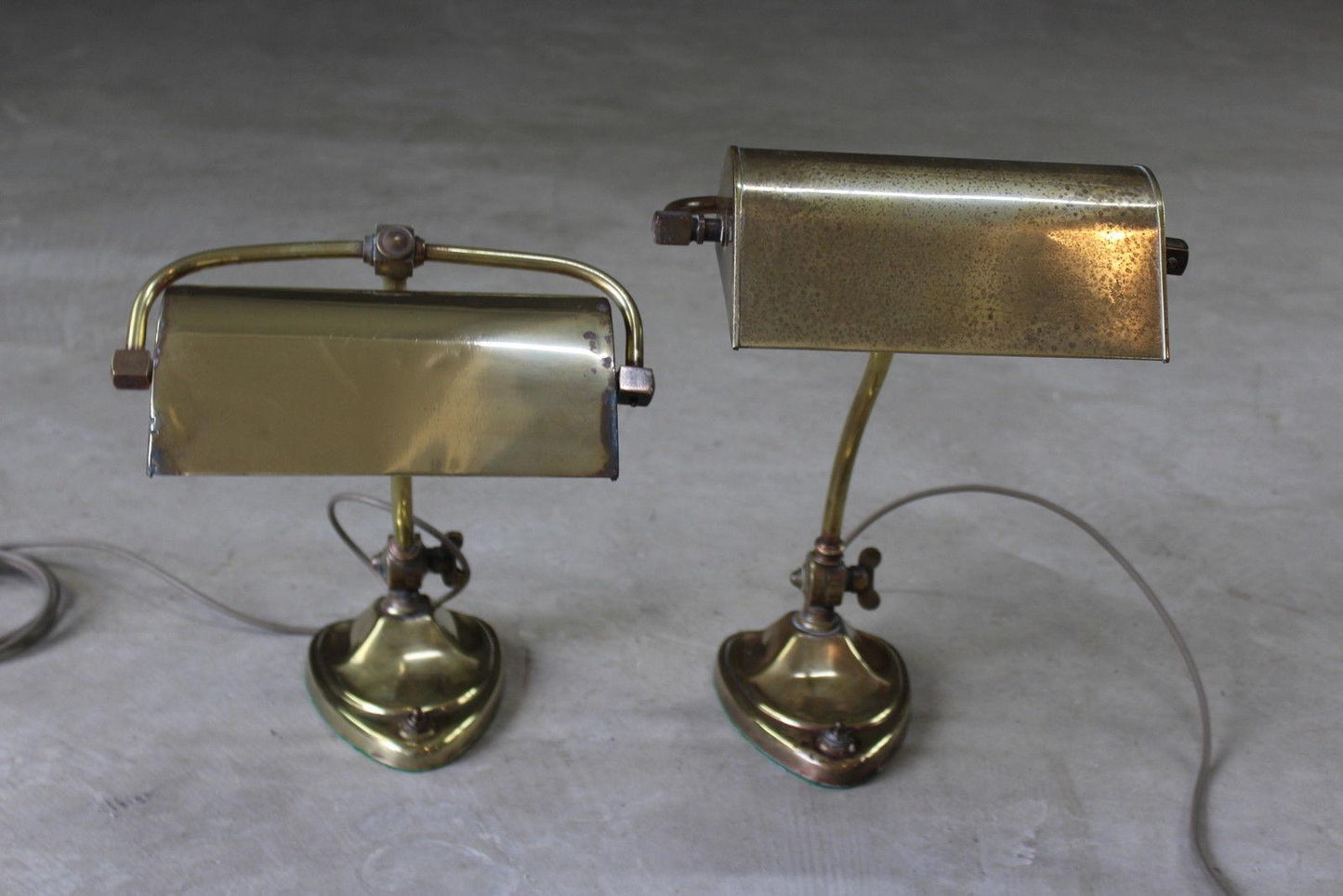 Pair Art Nouveau Brass Desk Lamps