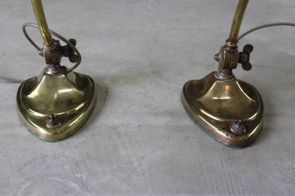 Pair Art Nouveau Brass Desk Lamps