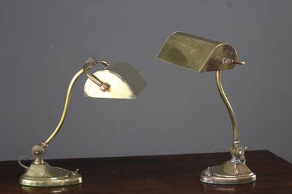 Pair Art Nouveau Brass Desk Lamps