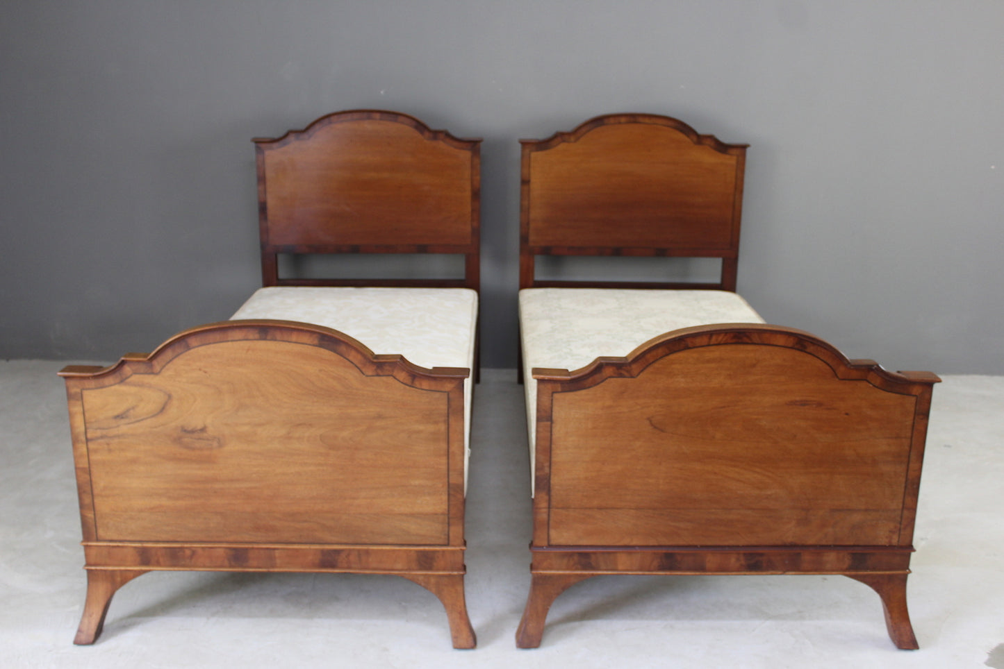 Pair Antique Mahogany Single Bed Frames - Kernow Furniture