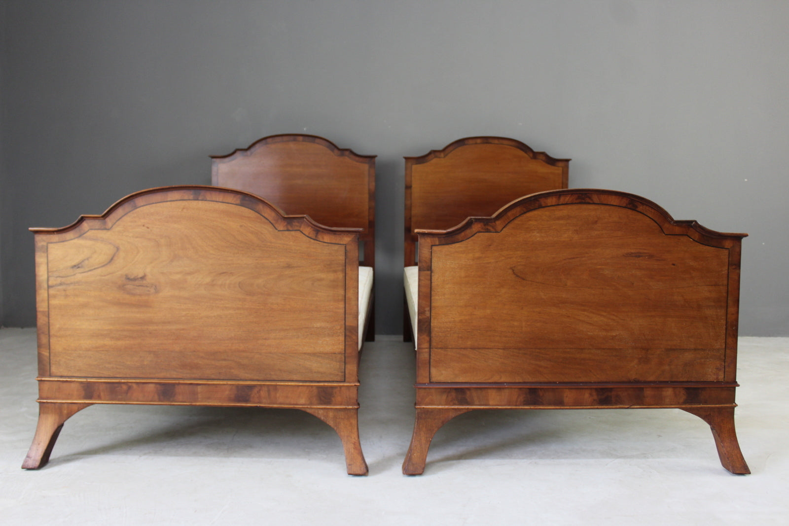 Pair Antique Mahogany Single Bed Frames - Kernow Furniture