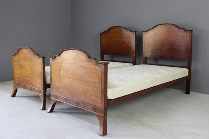 Pair Antique Mahogany Single Bed Frames - Kernow Furniture