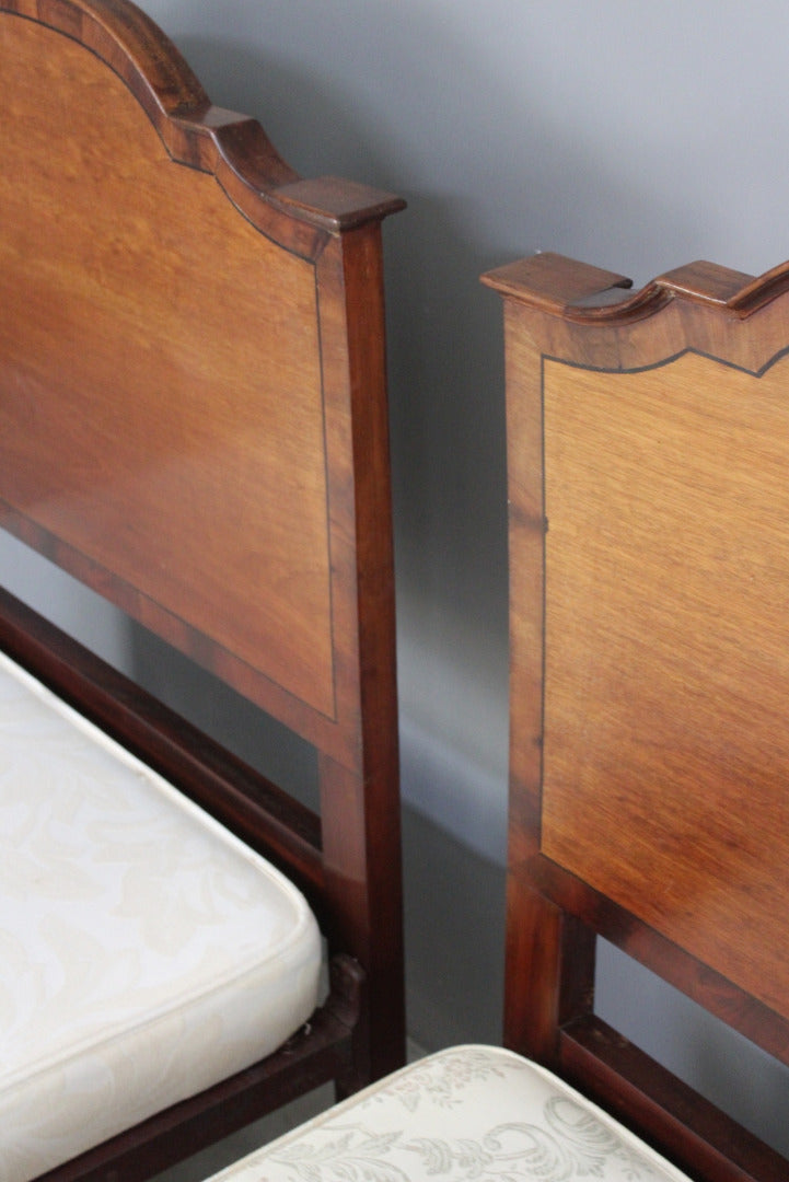 Pair Antique Mahogany Single Bed Frames - Kernow Furniture