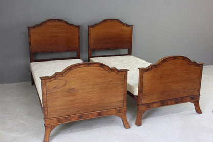 Pair Antique Mahogany Single Bed Frames - Kernow Furniture