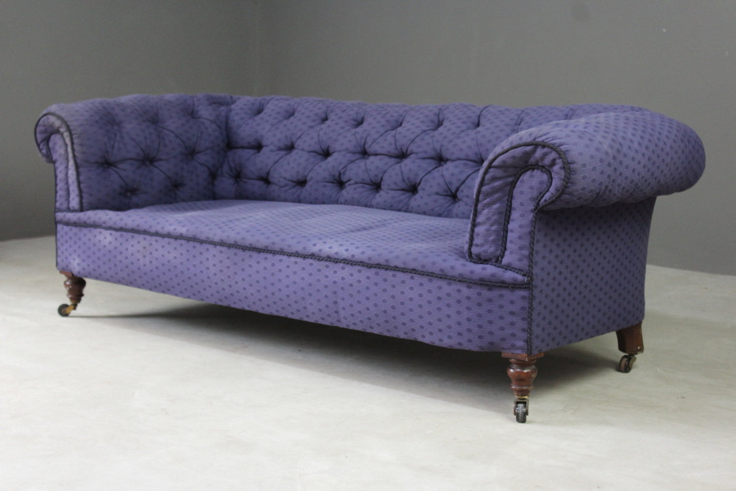 Antique Blue Upholstered Chesterfield Sofa - Kernow Furniture