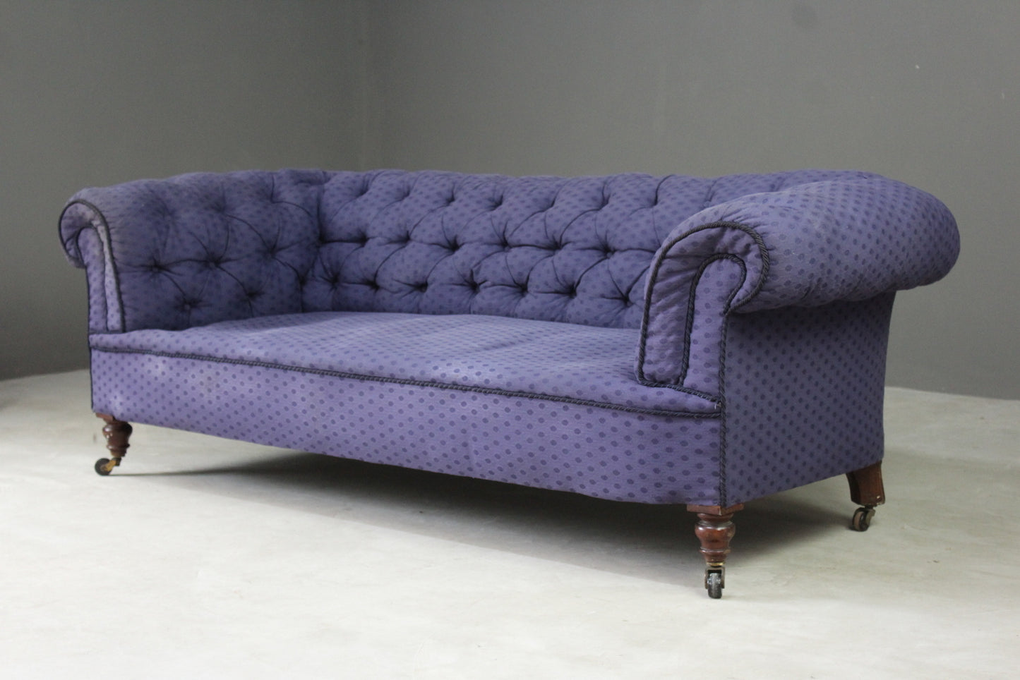 Antique Blue Upholstered Chesterfield Sofa - Kernow Furniture