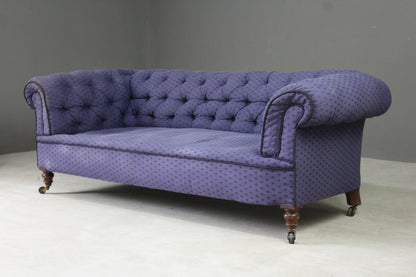 Antique Blue Upholstered Chesterfield Sofa - Kernow Furniture