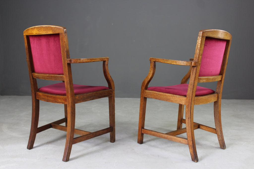 Pair Waring & Gillow Oak Carver Chairs - Kernow Furniture