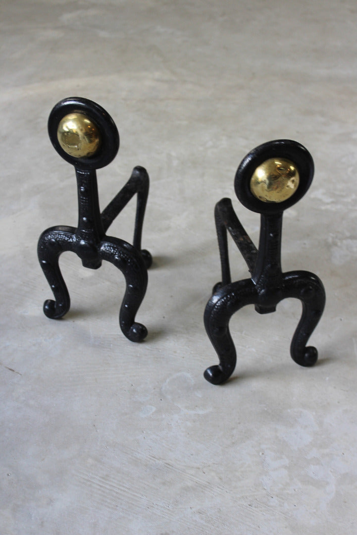 Pair Cast Iron Art Nouveau Fire Dogs - Kernow Furniture