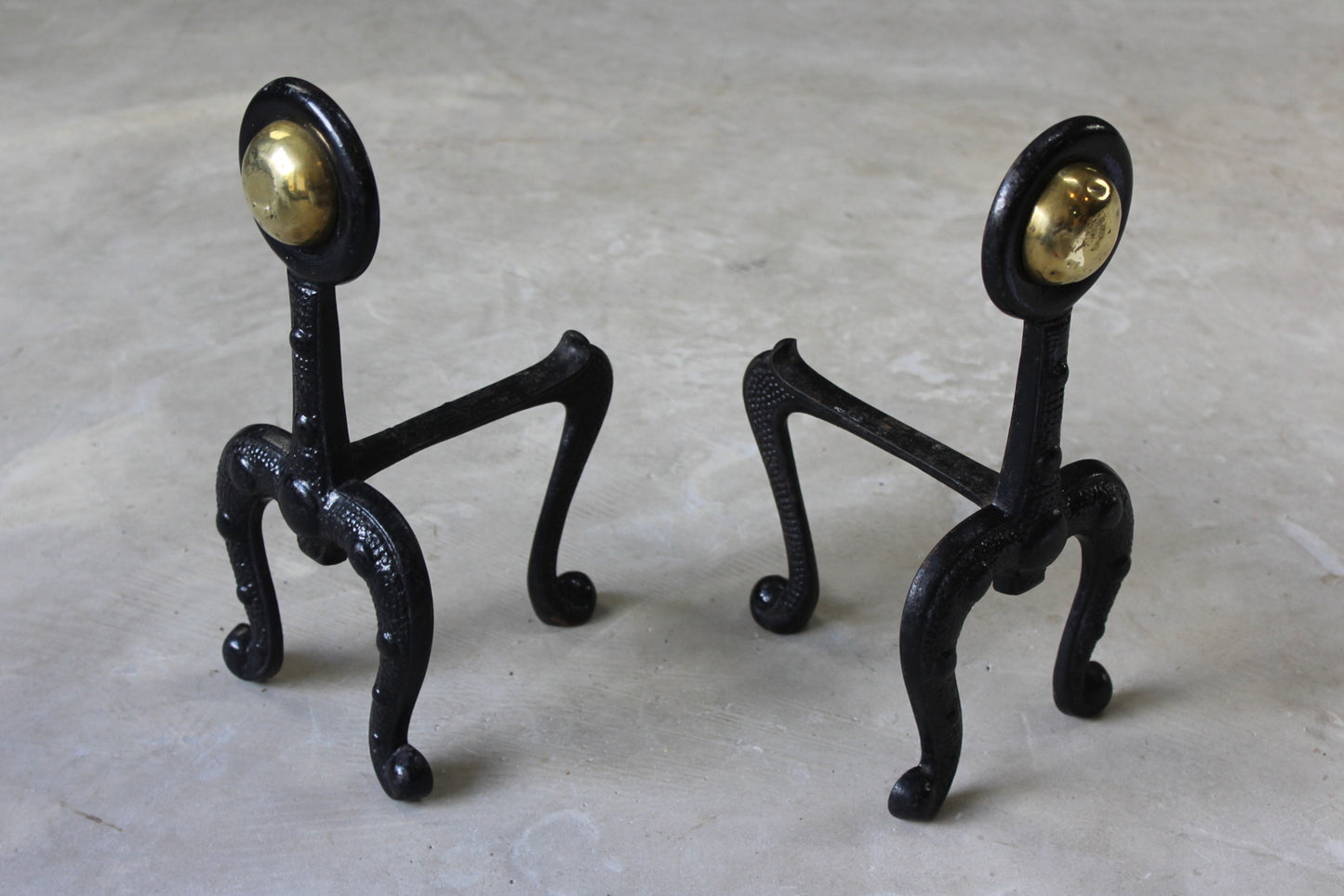 Pair Cast Iron Art Nouveau Fire Dogs - Kernow Furniture