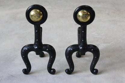 Pair Cast Iron Art Nouveau Fire Dogs - Kernow Furniture