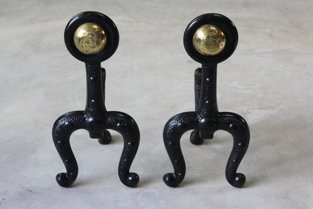 Pair Cast Iron Art Nouveau Fire Dogs - Kernow Furniture
