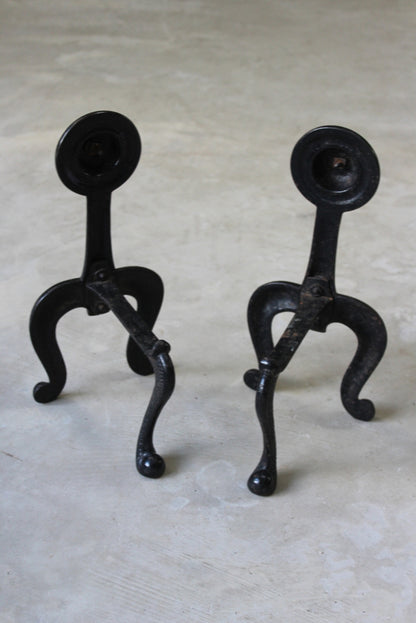 Pair Cast Iron Art Nouveau Fire Dogs - Kernow Furniture