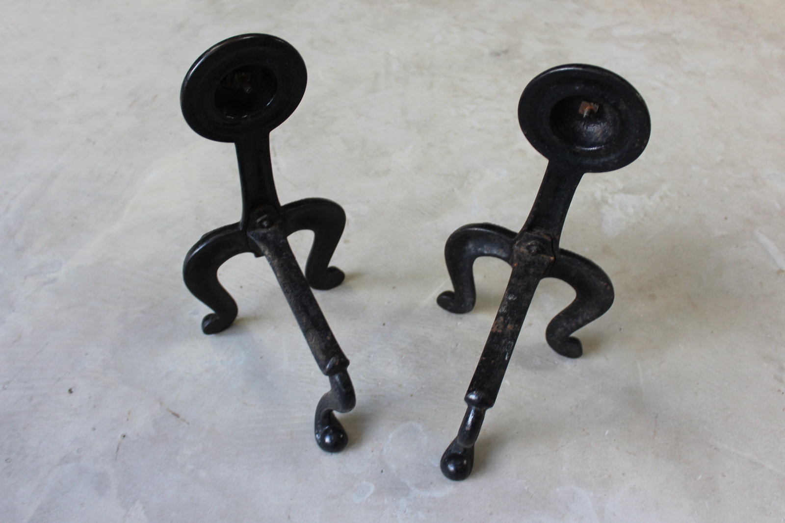 Pair Cast Iron Art Nouveau Fire Dogs - Kernow Furniture