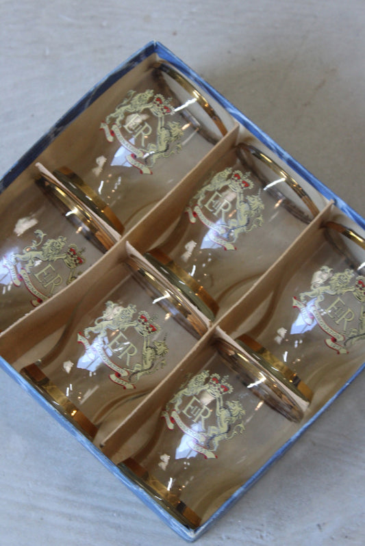 Set 6 Vintage Commemorative Shot Glasses - Kernow Furniture