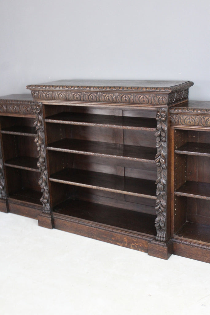Victorian Carved Oak Bookcase - Kernow Furniture
