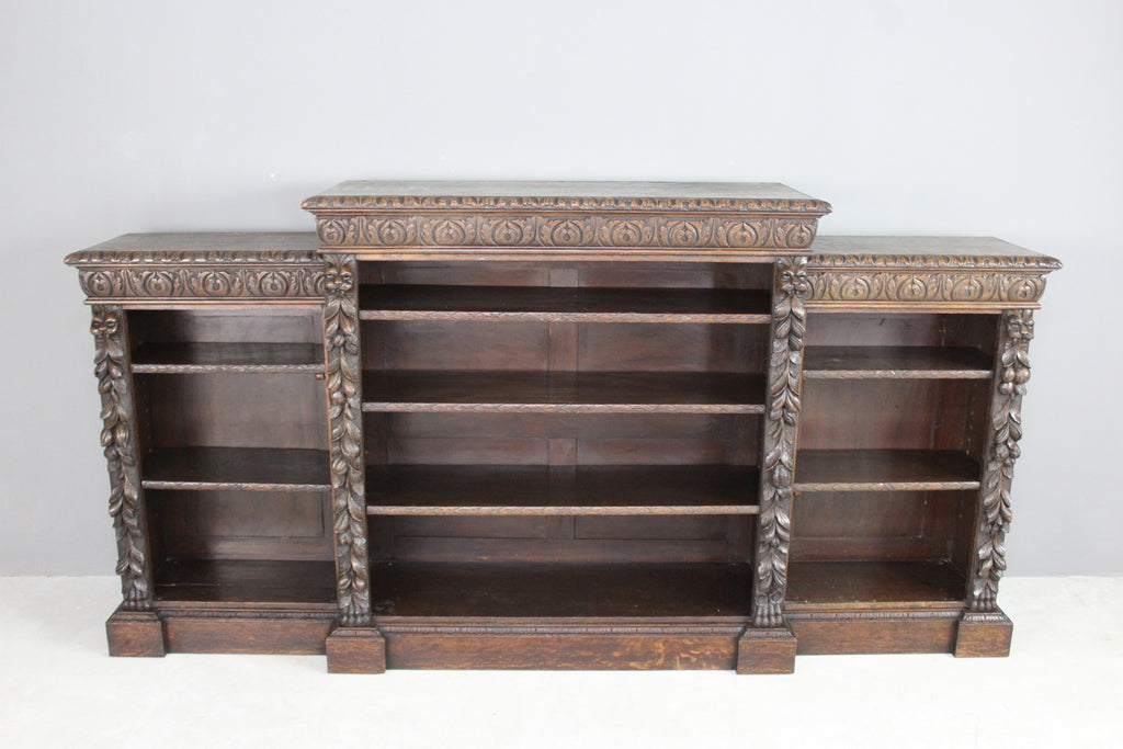Victorian Carved Oak Bookcase - Kernow Furniture