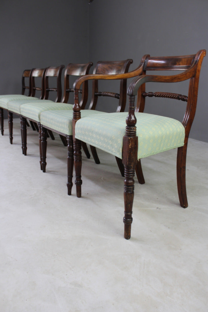 6 Antique Mahogany Rope Back Dining Chairs - Kernow Furniture