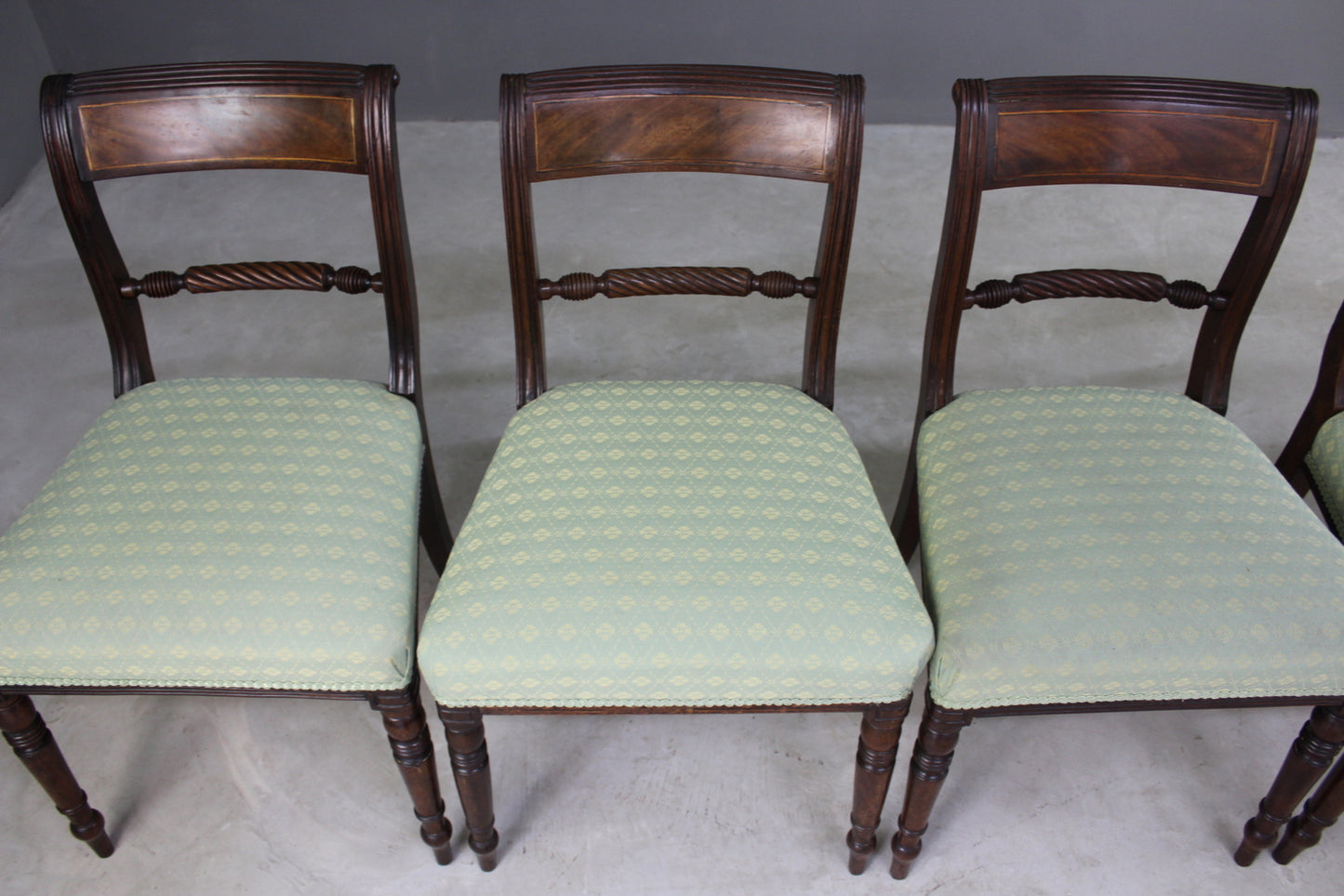 6 Antique Mahogany Rope Back Dining Chairs - Kernow Furniture