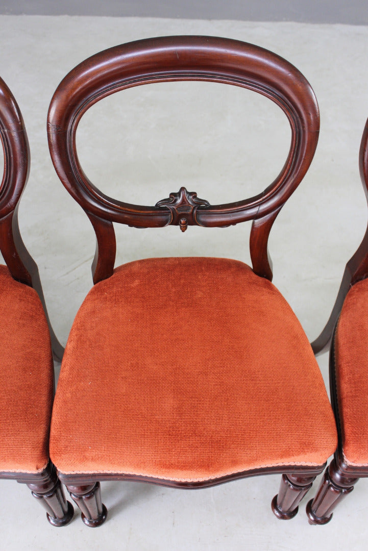 Set 4 Mahogany Balloon Back Dining Chairs - Kernow Furniture