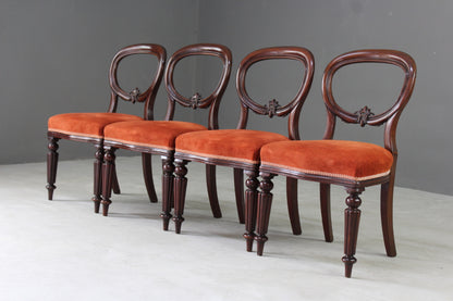 Set 4 Mahogany Balloon Back Dining Chairs - Kernow Furniture