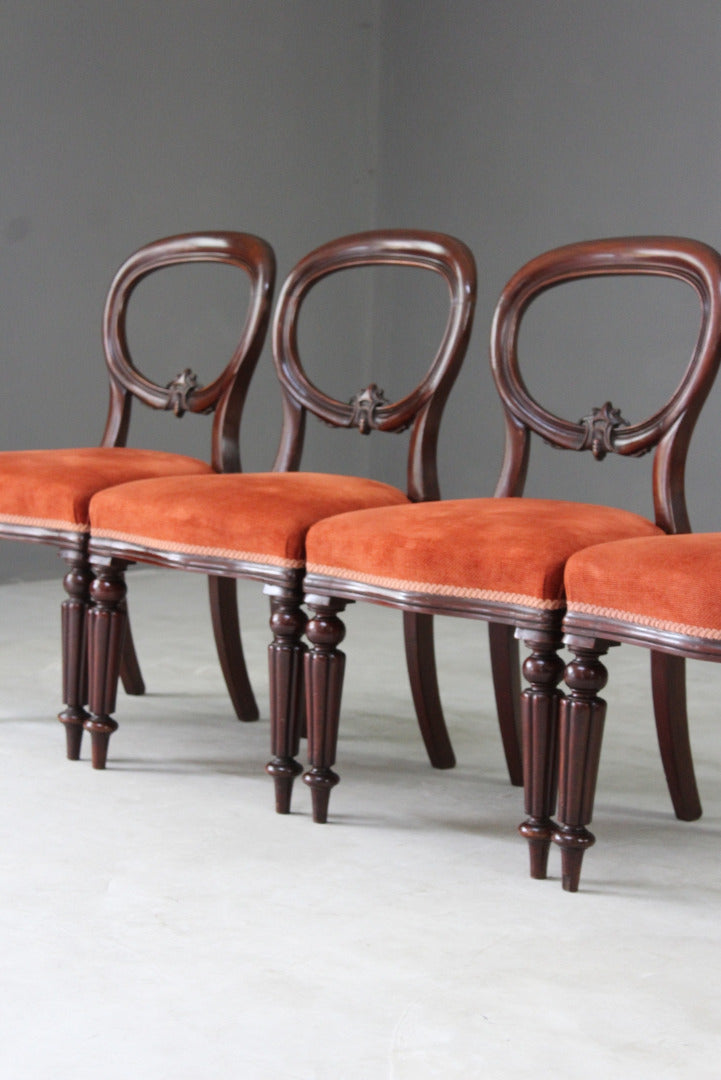 Set 4 Mahogany Balloon Back Dining Chairs - Kernow Furniture