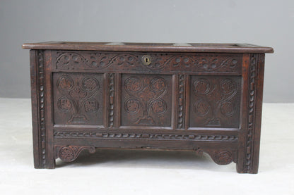 Antique Carved Oak Coffer - Kernow Furniture