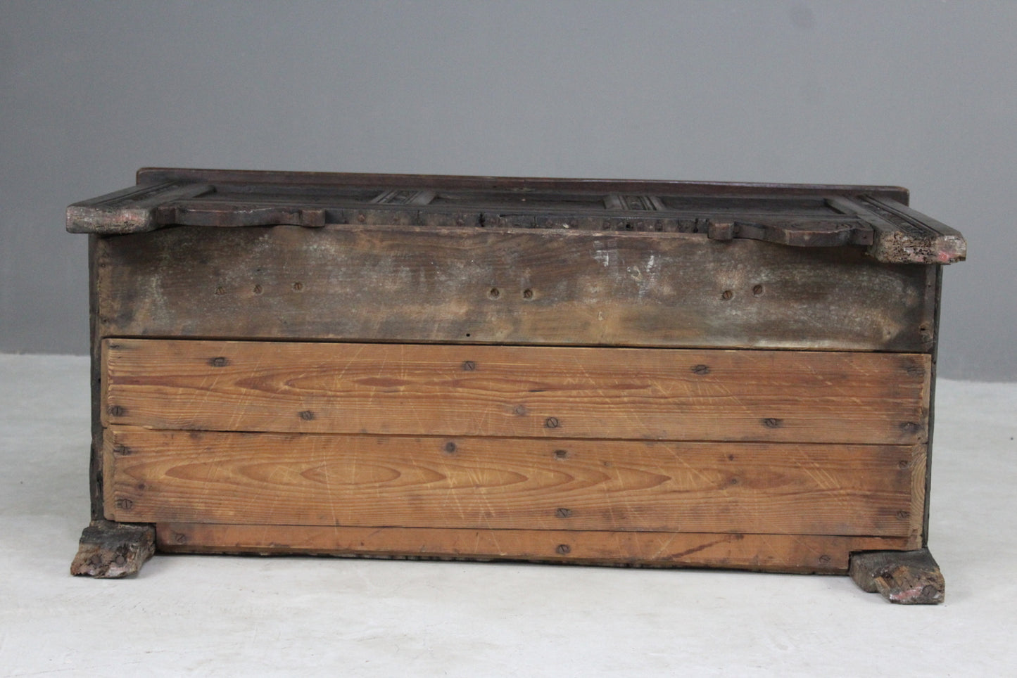 Antique Carved Oak Coffer - Kernow Furniture