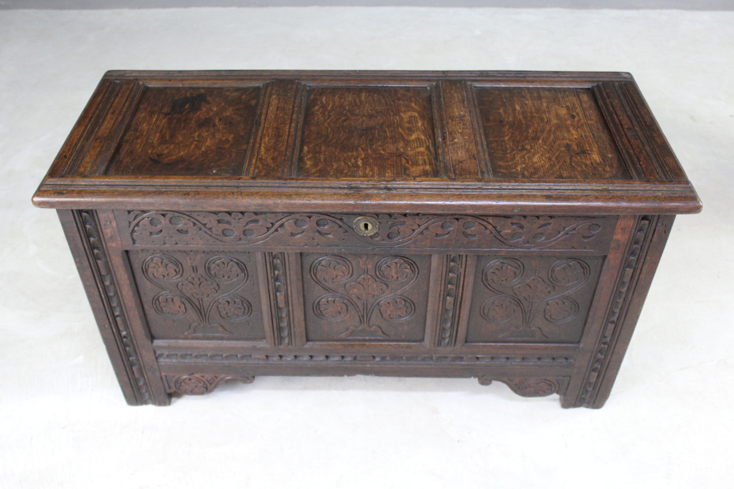 Antique Carved Oak Coffer - Kernow Furniture