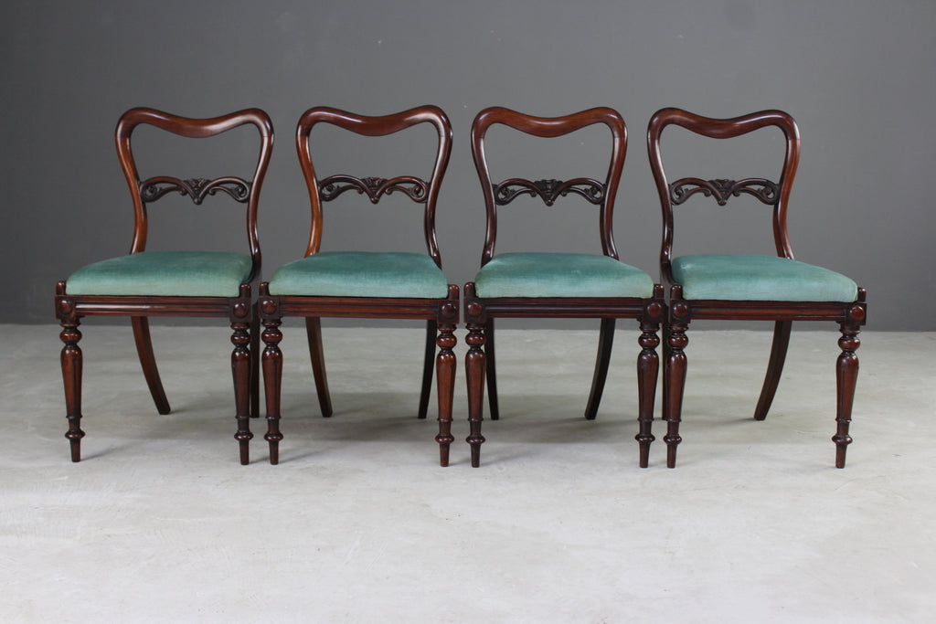 Set 4 Antique Rosewood Dining Chairs - Kernow Furniture