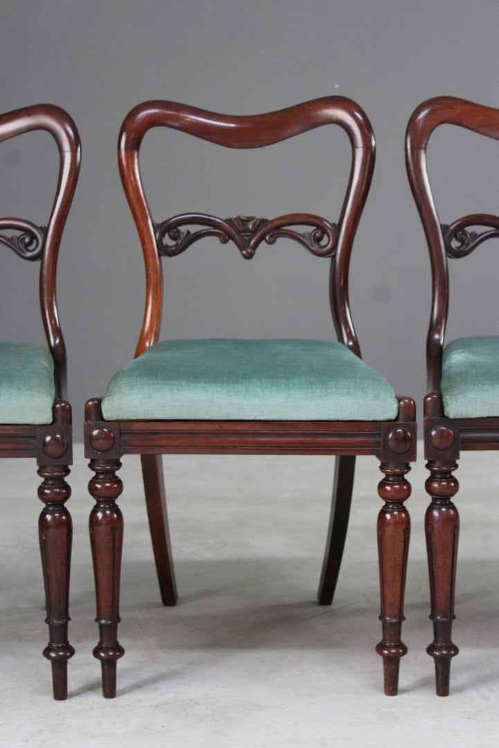 Set 4 Antique Rosewood Dining Chairs - Kernow Furniture