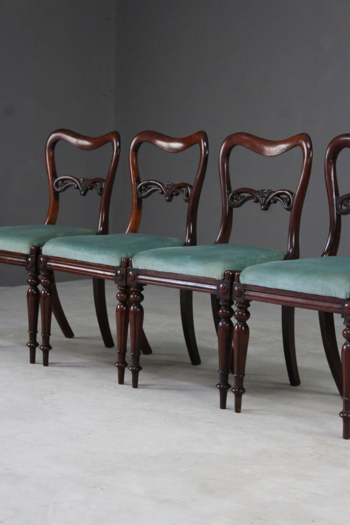 Set 4 Antique Rosewood Dining Chairs - Kernow Furniture